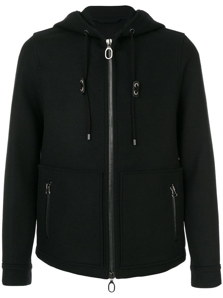 Lanvin - Hooded Jacket - Men - Cotton/calf Leather/viscose/virgin Wool - 52, Black, Cotton/calf Leather/viscose/virgin Wool