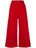 Msgm Cropped Wide-leg Jeans - Red