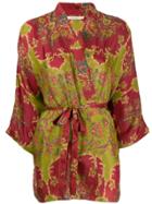 Mes Demoiselles Floral Waist-tied Kimono - Red