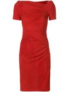 Talbot Runhof Fitted Ruched Dress - Red