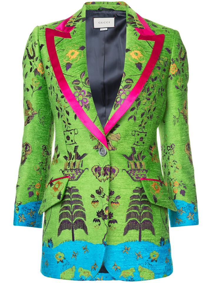 Gucci Landscape Print Velvet Jacket - Green