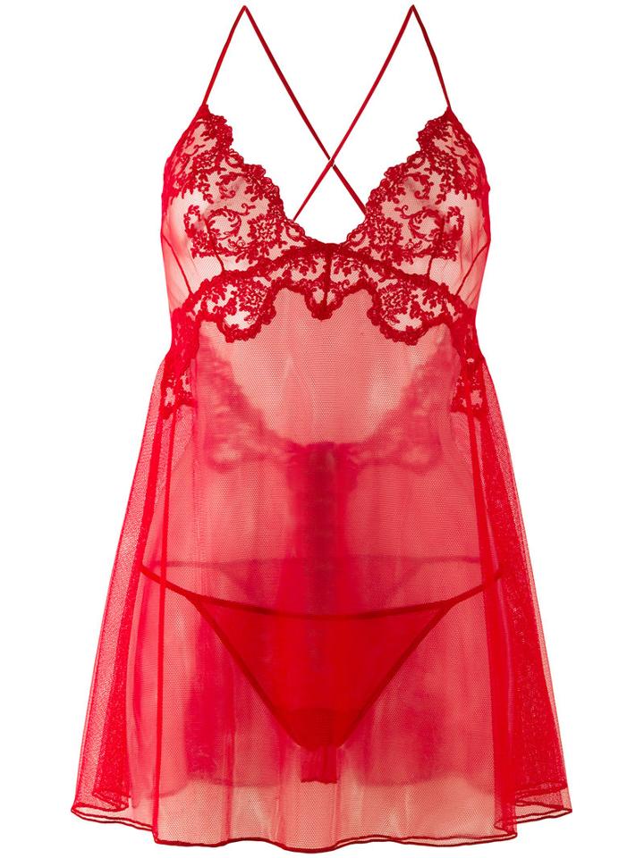 La Perla - Floral Vibes Baby Doll Camisole Dress - Women - Silk/nylon/polyester/spandex/elastane - 3, Women's, Red, Silk/nylon/polyester/spandex/elastane