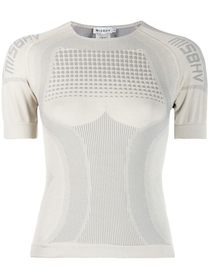 Misbhv Geometric Patterned Cropped T-shirt - Neutrals