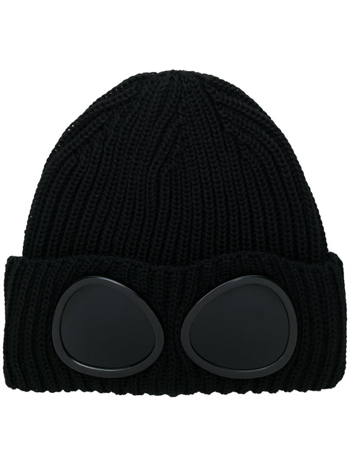 Cp Company Goggle Rib Knit Beanie - Black