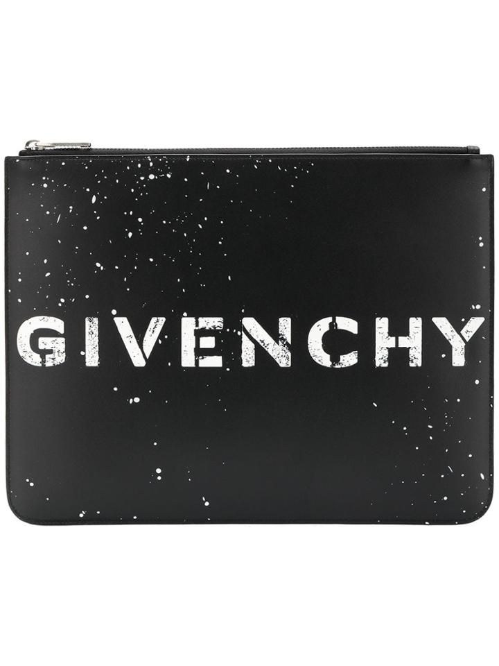 Givenchy Stencil Large Zipped Pouch - Black