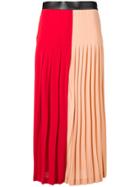 Givenchy Two-tone Pleated Midi Skirt - Red