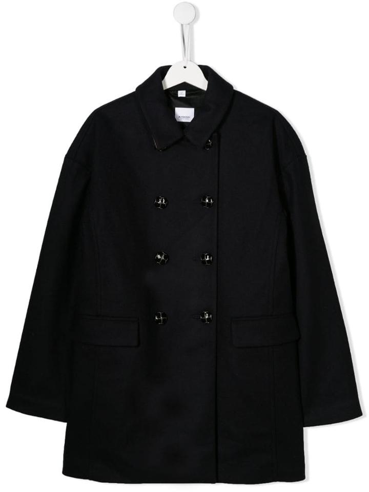 Burberry Kids A-line Wool Coat - Blue