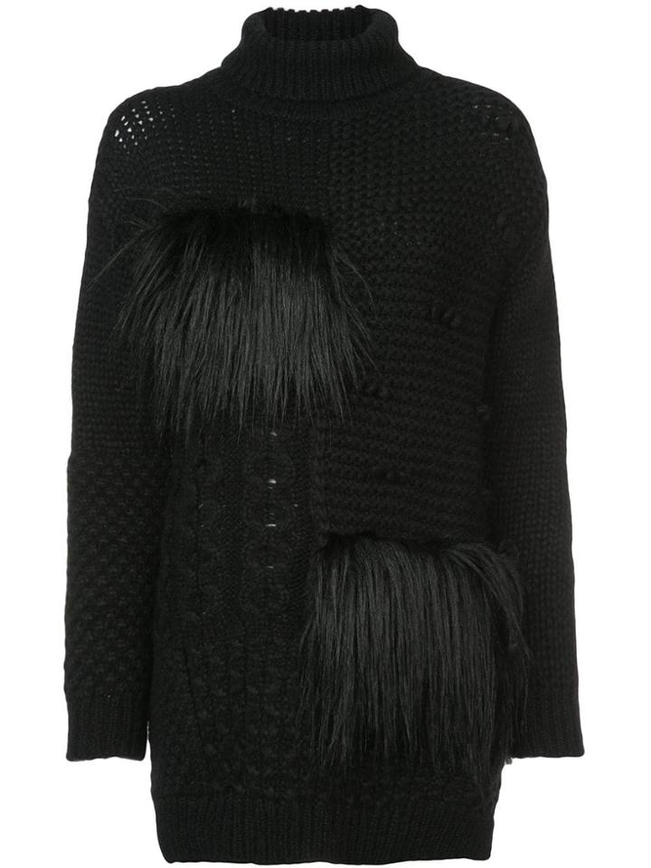 Simone Rocha Faux Fur Detail Jumper - Black