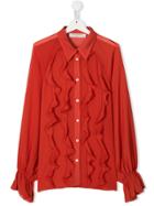 Philosophy Di Lorenzo Serafini Kids Ruffle-trimmed Shirt - Red