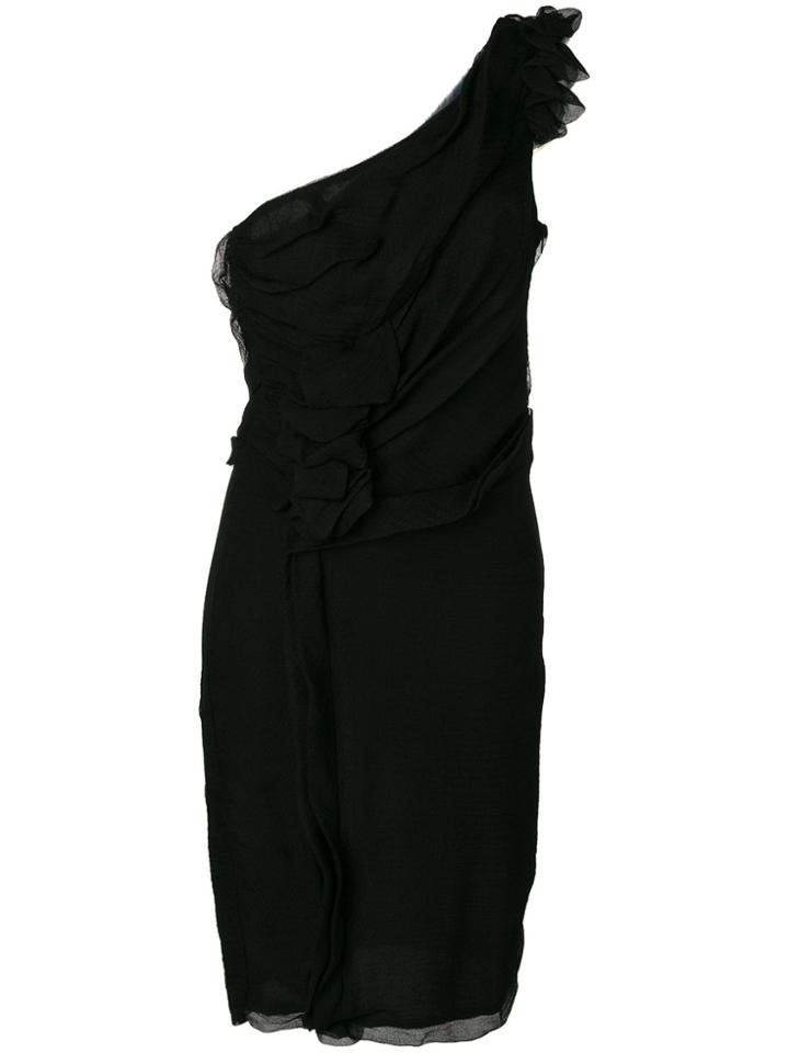 William Vintage Single Shoulder Fitted Dress - Black