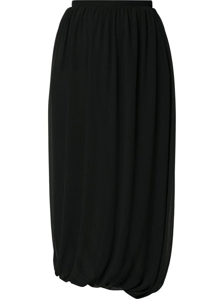 Comme Des Garçons Vintage Gathered Midi Skirt - Black