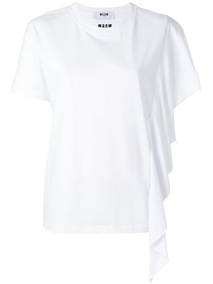 Msgm - Side Flared Layer T-shirt - Women - Cotton - L, White, Cotton