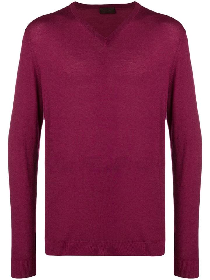 Altea Fine Knit V-neck Sweater - Pink