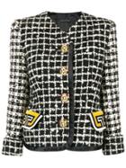 Versace Vintage Checked Collarless Jacket - Black