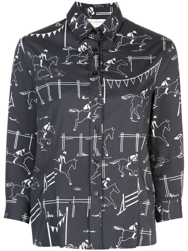 Carolina Herrera Jockey Print Shirt - Black