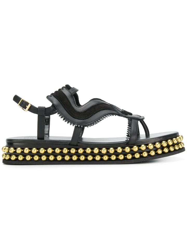 Chloé Almond Toe Studded Sole Sandals - Black