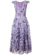 Marchesa Notte Floral A-line Dress - Purple