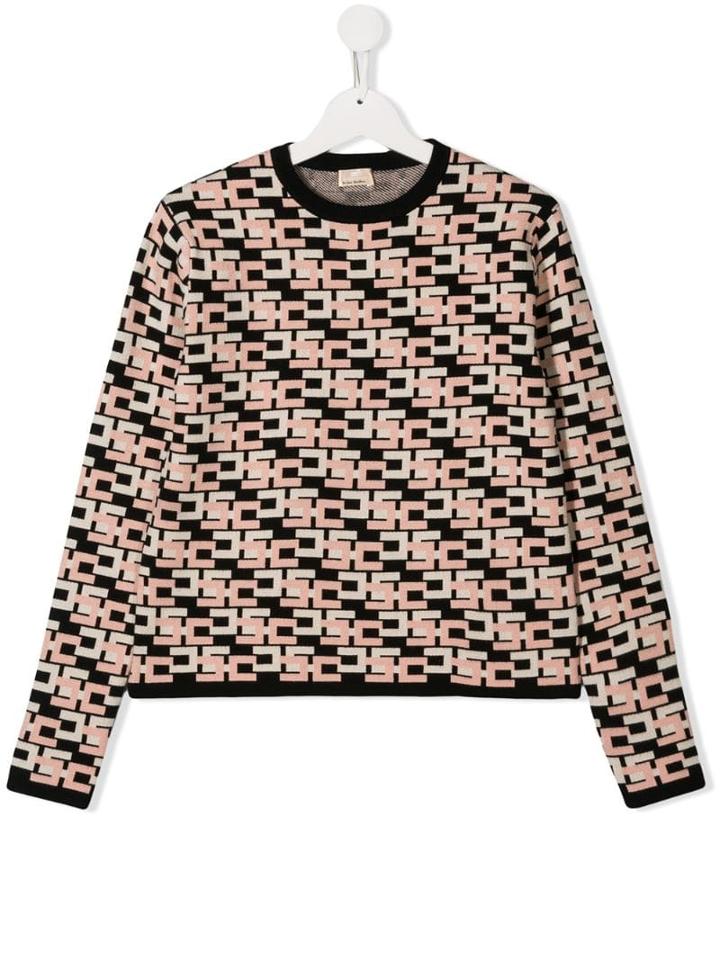 Elisabetta Franchi La Mia Bambina Teen Logo Print Sweatshirt - Black