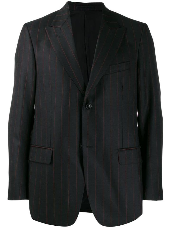 Cobra S.c. Pinstripe Button Blazer - Black