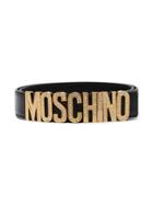 Moschino Black And Gold Logo Leather Belt