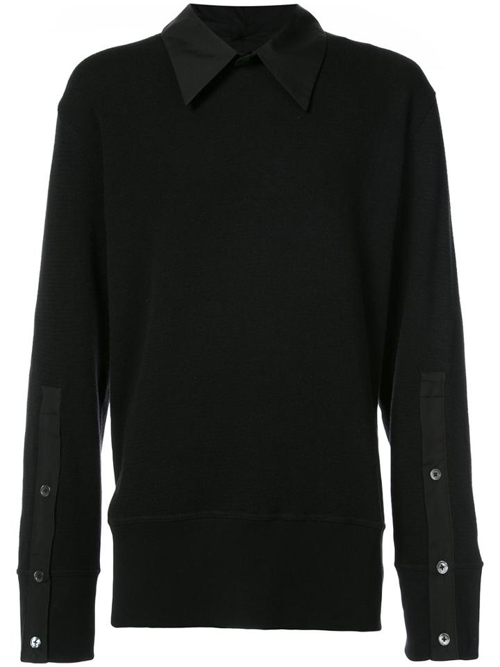 Ann Demeulemeester - Collared Sweatshirt - Men - Cotton - M, Black, Cotton