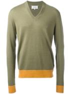 Maison Margiela Elbow Patch Jumper, Men's, Size: Large, Green, Linen/flax/leather/wool