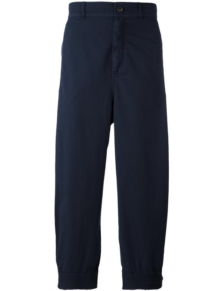 Henrik Vibskov Cropped High Waisted Trousers, Men's, Size: Medium, Blue, Cotton