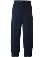 Henrik Vibskov Cropped High Waisted Trousers, Men's, Size: Medium, Blue, Cotton