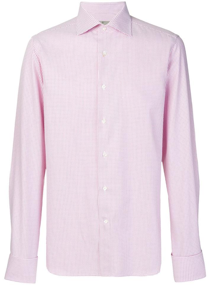 Canali Micro Print Button-down Shirt - Pink