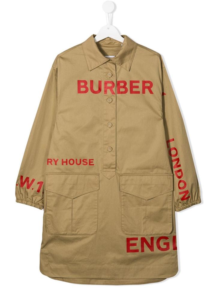 Burberry Kids Contrast Logo Dress - Neutrals