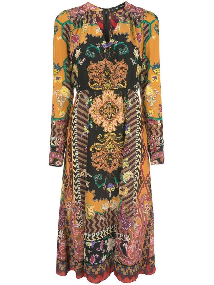 Etro Printed Midi Dress - Yellow