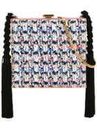 Alessandra Rich Tasseled Boucle Clutch, Women's, Purple, Silk/cotton/polyamide/metal