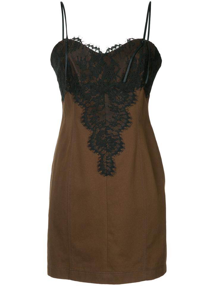 We11done Lace Trim Slip Dress - Brown