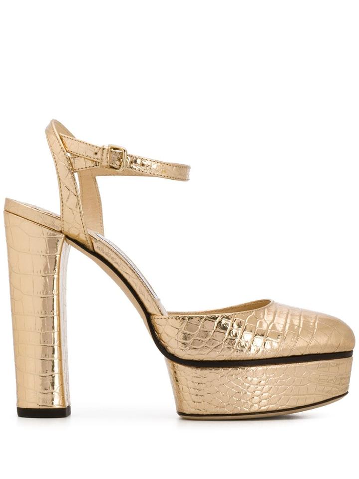 Jimmy Choo Maple 125mm Crocodile-effect Pumps - Gold
