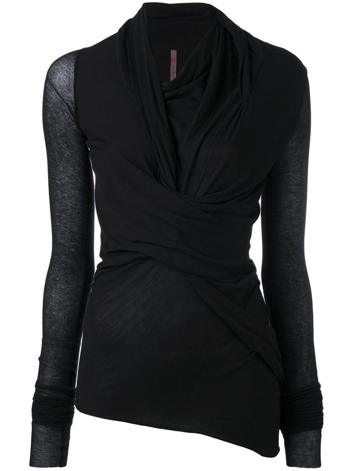 Rick Owens Lilies - Draped Long-sleeved Top - Women - Cotton/polyamide/viscose - 44, Black, Cotton/polyamide/viscose