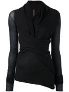 Rick Owens Lilies - Draped Long-sleeved Top - Women - Cotton/polyamide/viscose - 44, Black, Cotton/polyamide/viscose