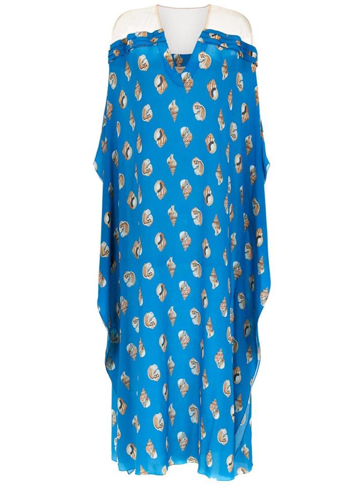 Adriana Degreas Silk Conchiglie Kaftan - Blue
