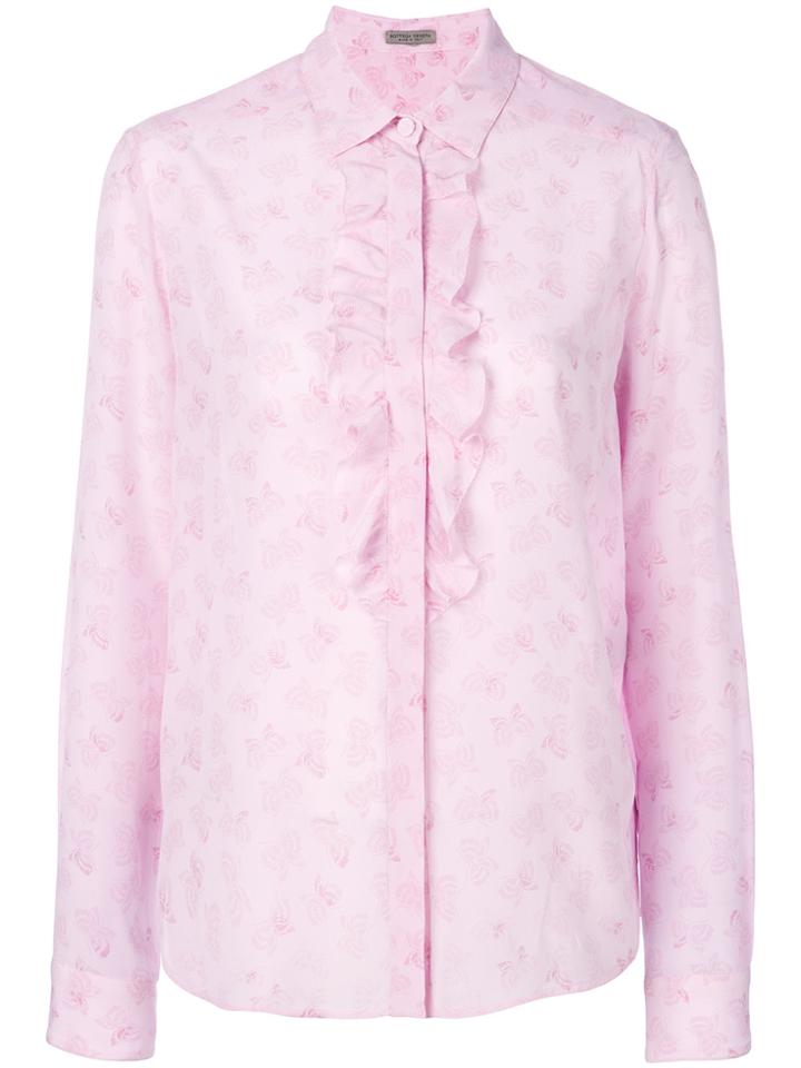 Bottega Veneta Printed Ruffle Shirt - Pink & Purple