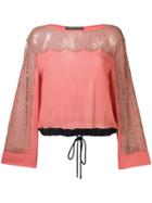 Alberta Ferretti Lace Inserts Drawstring Blouse - Pink