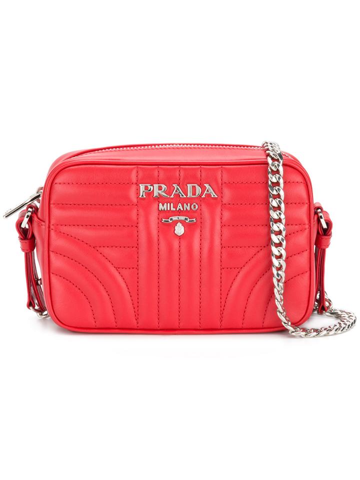 Prada Bevelled Leather Cross-body Bag - Red