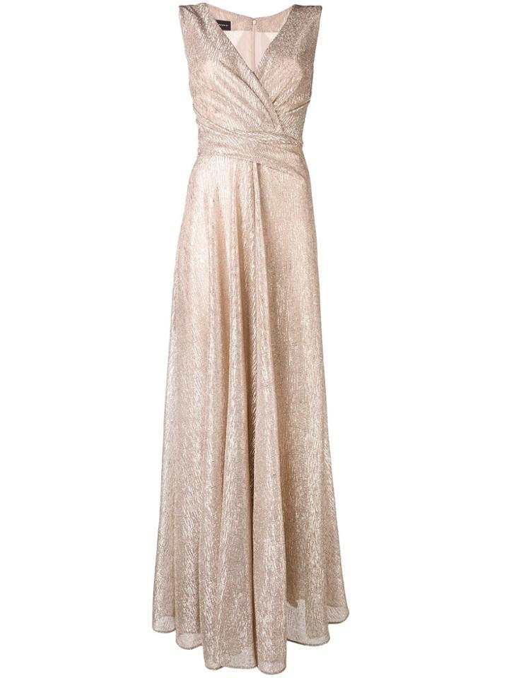 Talbot Runhof Metallic Wrap Dress - Nude & Neutrals