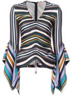 Peter Pilotto Striped Flared Sleeve Blouse - Blue