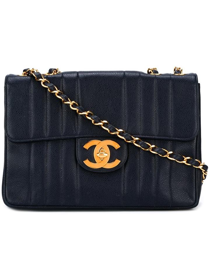 Chanel Vintage Jumbo Flap Shoulder Bag, Women's, Blue