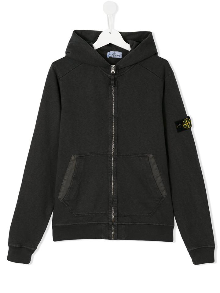 Stone Island Kids Logo Patch Hoodie, Boy's, Size: 14 Yrs, Grey