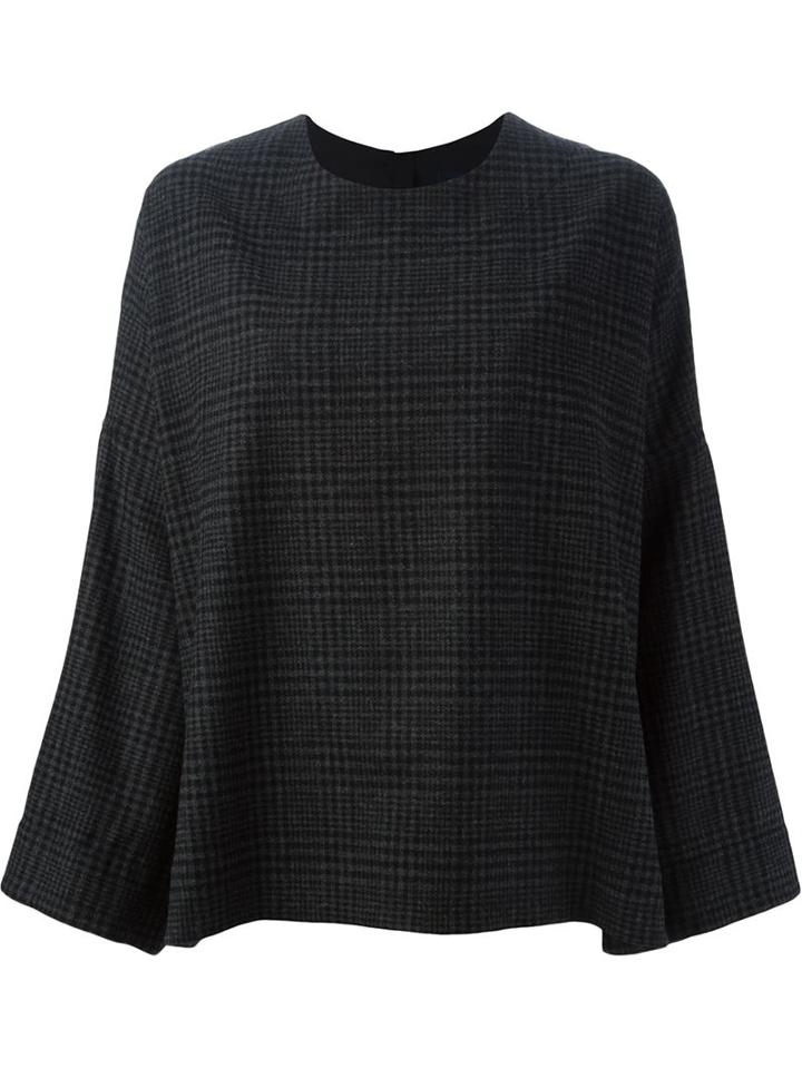 Lanvin Checked Cape Sweater