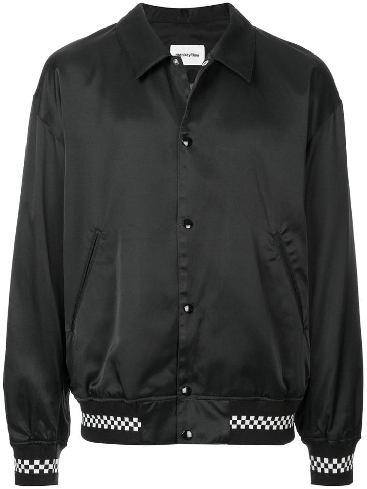 Monkey Time Satin Bomber Jacket - Black