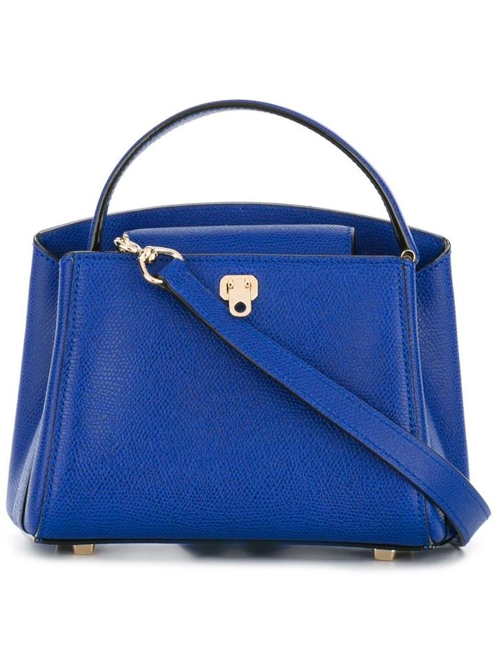 Valextra Mini 'triennale Topendol' Tote, Women's, Blue, Calf Leather
