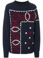 Sacai - Patterned Sweater - Women - Rayon/wool - 2, Blue, Rayon/wool