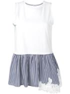 P.a.r.o.s.h. - Striped Ruffled Hem Tank - Women - Cotton - Xs, White, Cotton