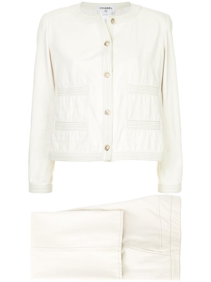 Chanel Vintage Collarless Pants Set Jacket - Nude & Neutrals